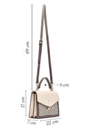 Women's Cream Long Strap Patterned Handbag | Derimod