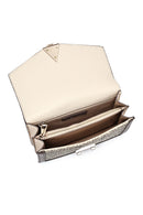Women's Cream Long Strap Patterned Handbag | Derimod