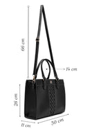 Women's Black Long Strap Patterned Handbag | Derimod