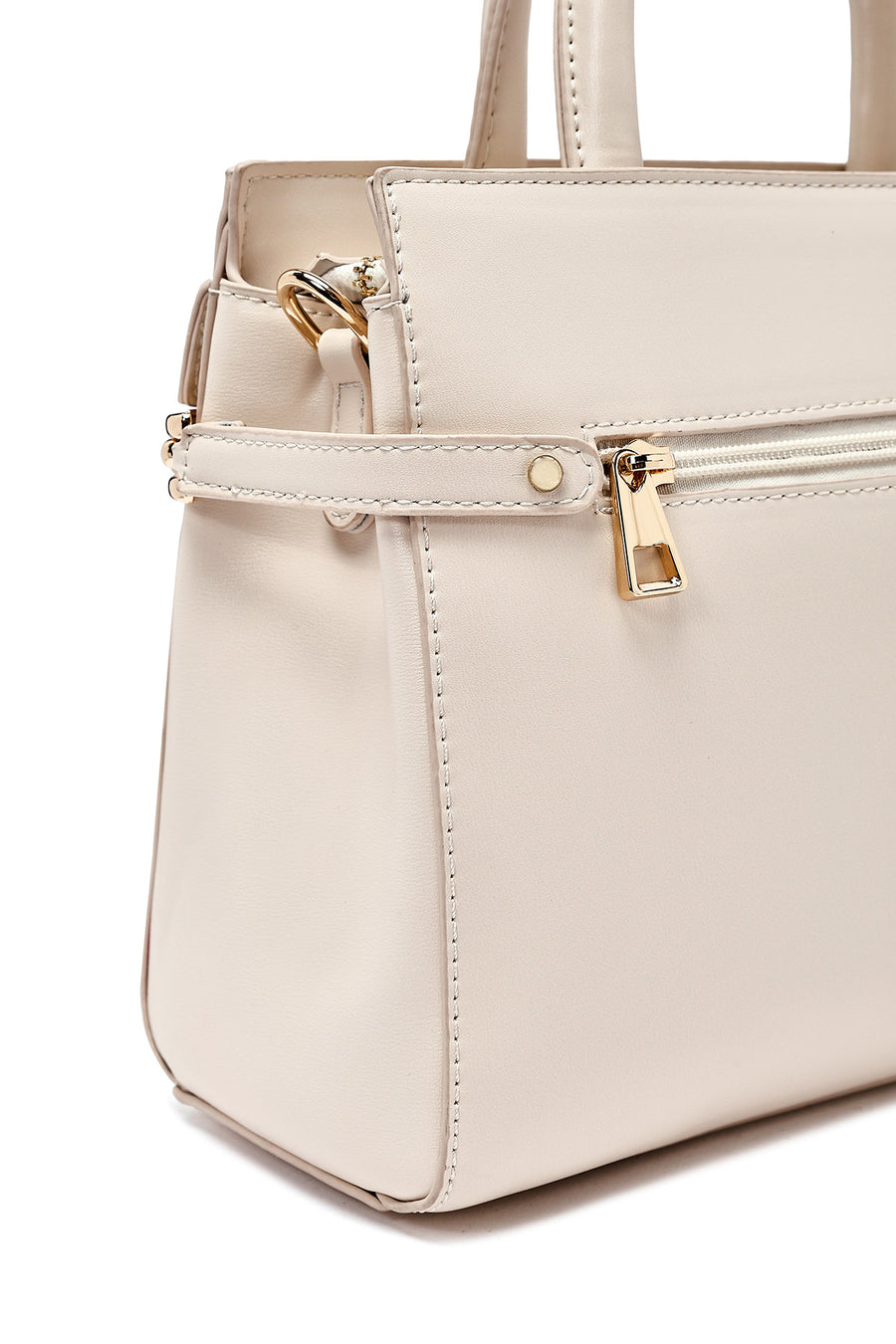 Woman Beige Long Strap Chain Detailed Handbag