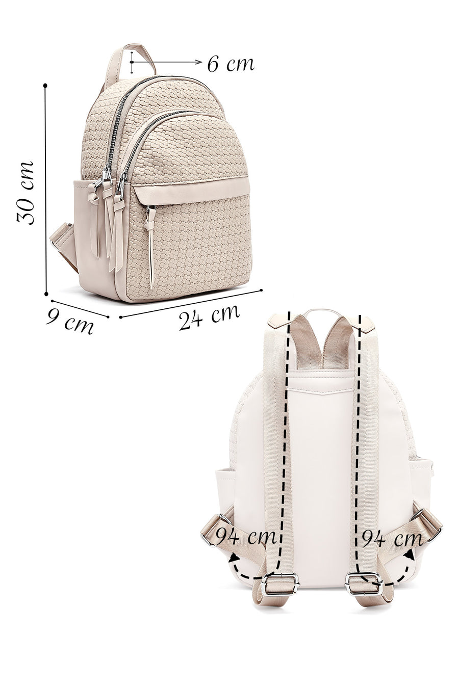 Women's Beige Printed Backpack