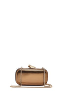 Women's Bronze Long Strap Metallic Mini Clutch Evening Bag | Derimod