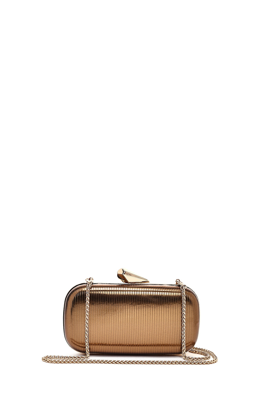 Women's Bronze Long Strap Metallic Mini Clutch Evening Bag 25SBD273032 | Derimod