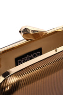 Women's Bronze Long Strap Metallic Mini Clutch Evening Bag | Derimod