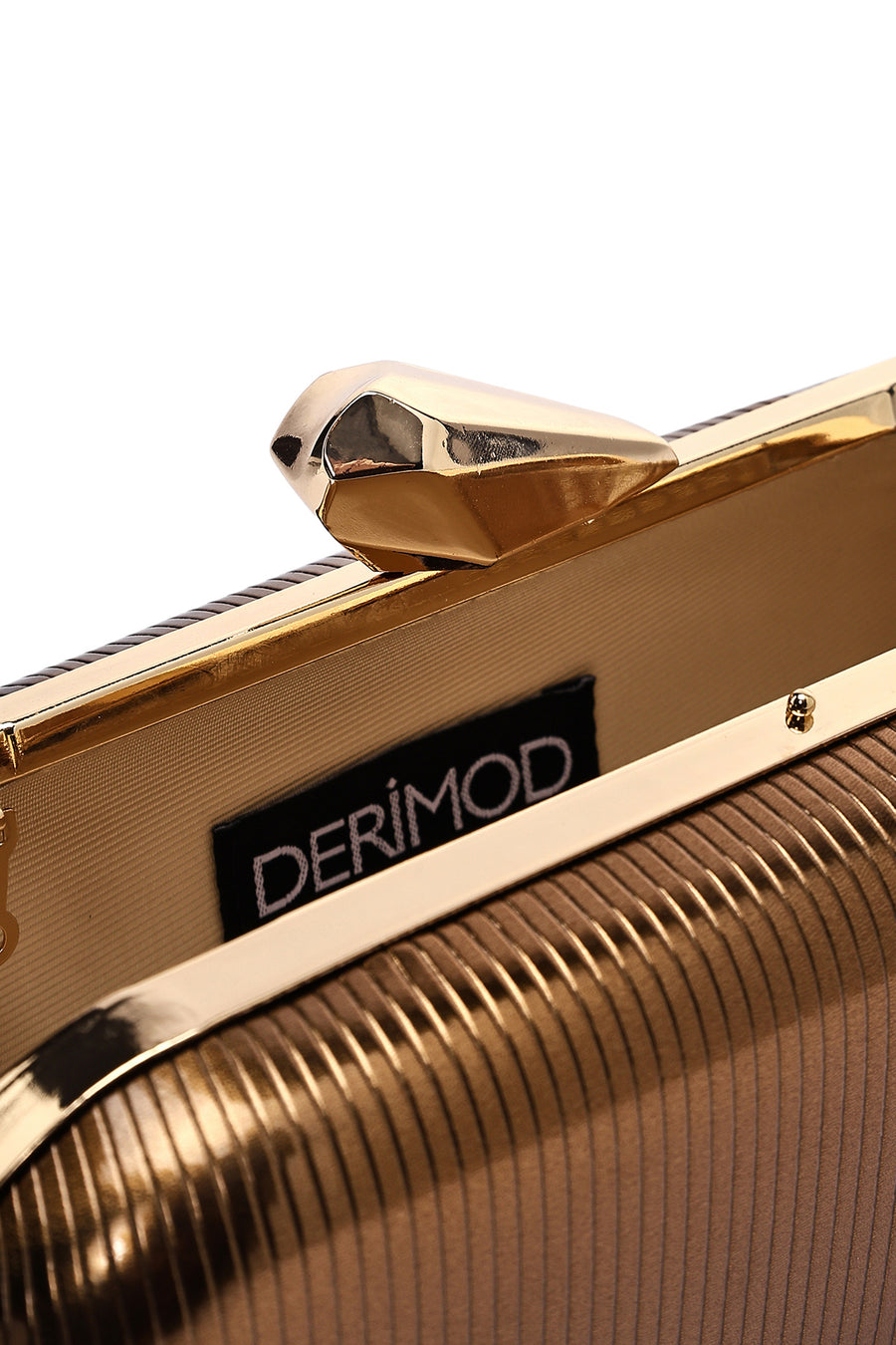 Women's Bronze Long Strap Metallic Mini Clutch Evening Bag