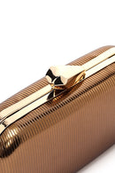 Women's Bronze Long Strap Metallic Mini Clutch Evening Bag | Derimod