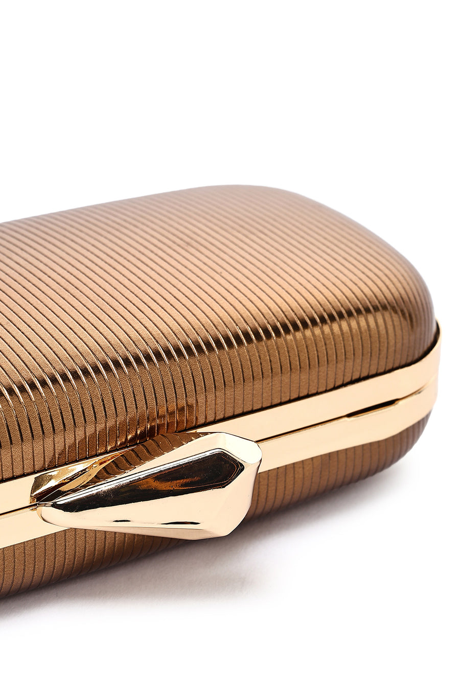 Women's Bronze Long Strap Metallic Mini Clutch Evening Bag