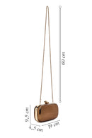 Women's Bronze Long Strap Metallic Mini Clutch Evening Bag | Derimod