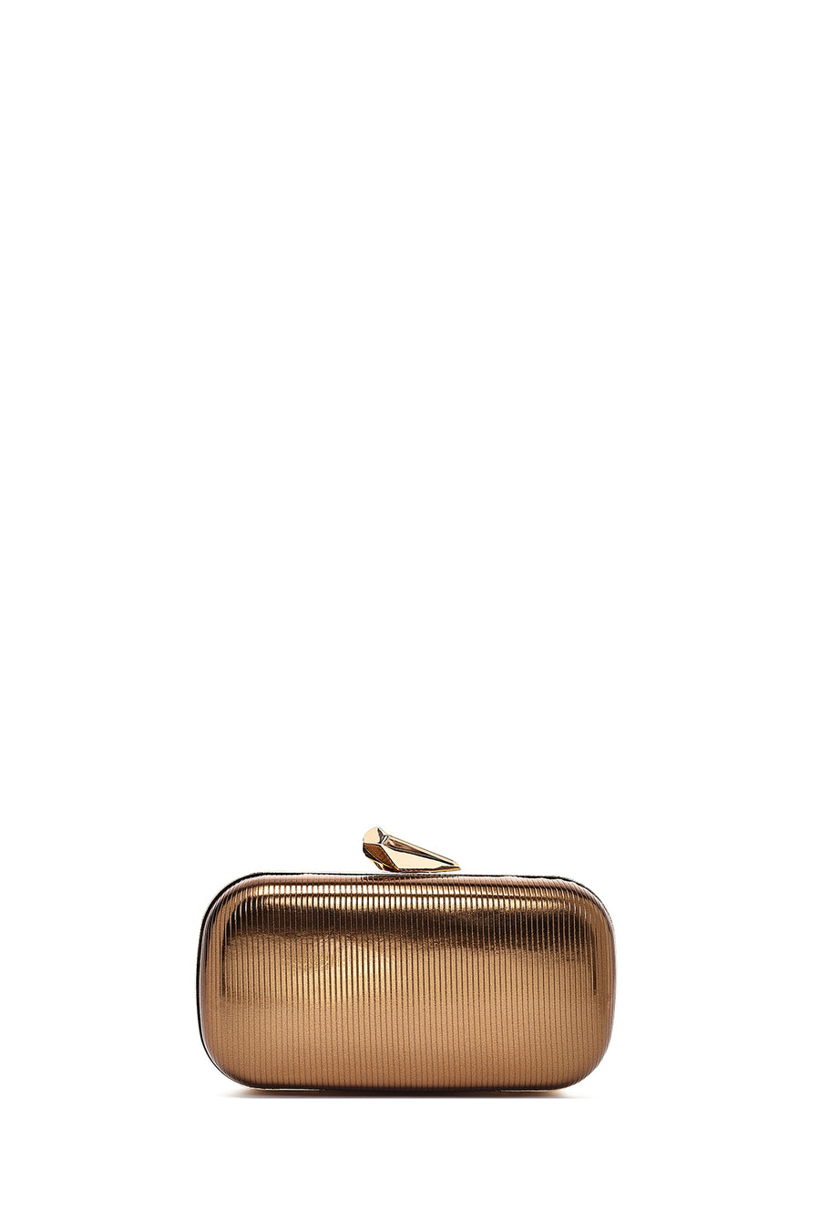 Women's Bronze Long Strap Metallic Mini Clutch Evening Bag