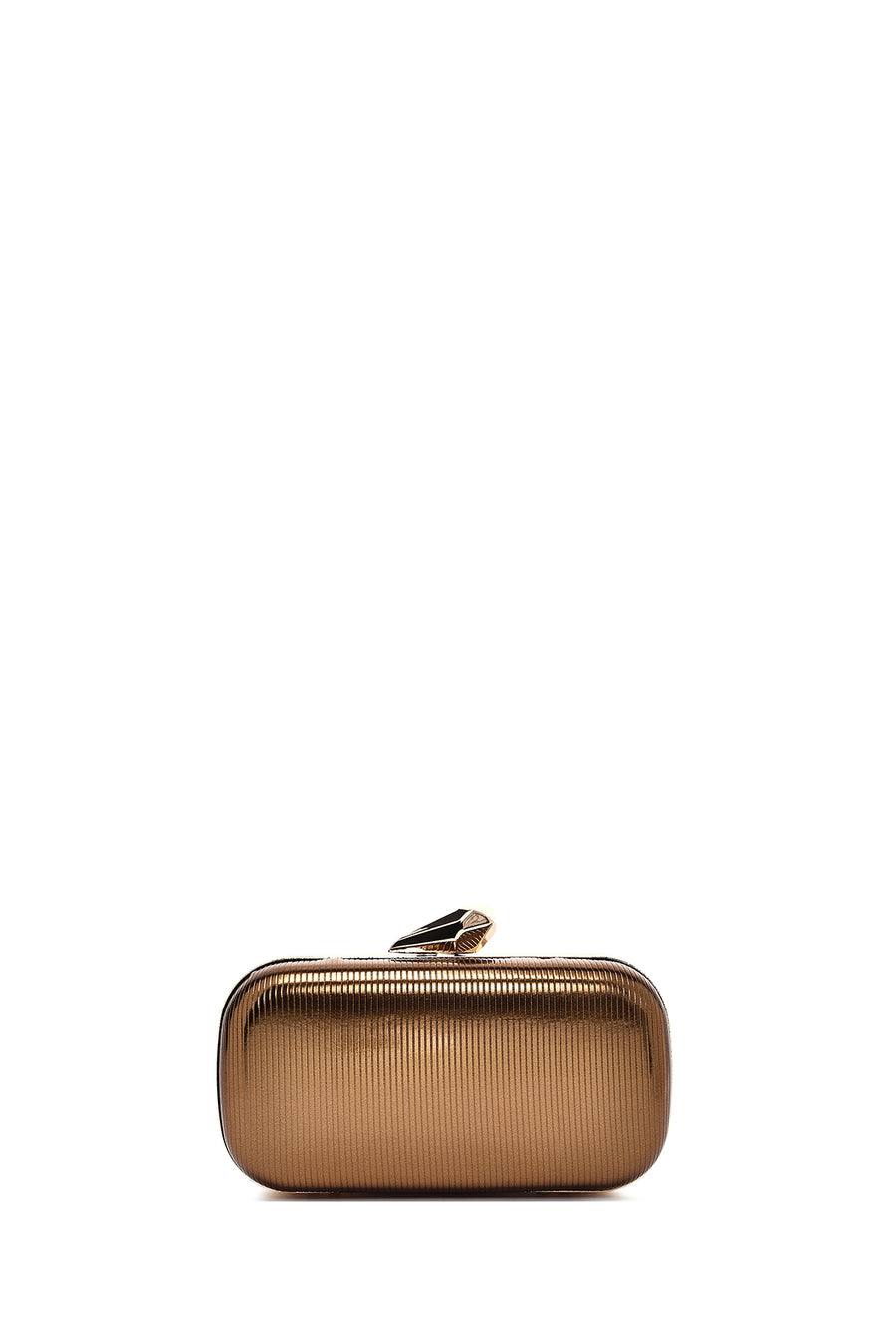 Women's Bronze Long Strap Metallic Mini Clutch Evening Bag
