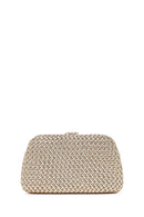 Women's Gold Long Chain Strap Mini Metallic Evening Box Bag | Derimod