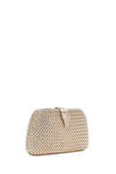 Women's Gold Long Chain Strap Mini Metallic Evening Box Bag | Derimod