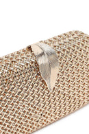 Women's Gold Long Chain Strap Mini Metallic Evening Box Bag | Derimod