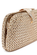 Women's Gold Long Chain Strap Mini Metallic Evening Box Bag | Derimod