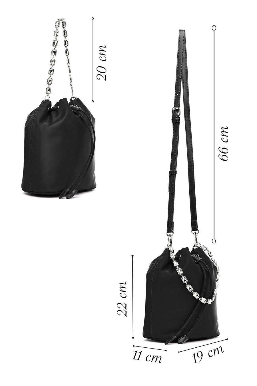Women's Black Stone Fabric Shoulder Bag