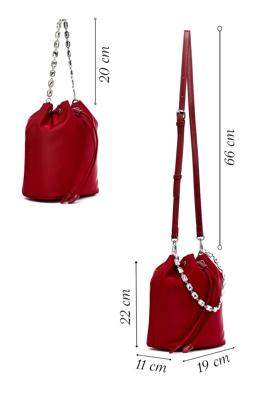 Women's Red Stone Fabric Shoulder Bag
