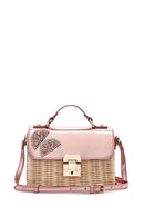 Women's Pink Accessory Long Strap Straw Crossbody Bag | Derimod