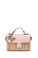 Women's Pink Accessory Long Strap Straw Crossbody Bag | Derimod