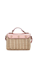 Women's Pink Accessory Long Strap Straw Crossbody Bag | Derimod