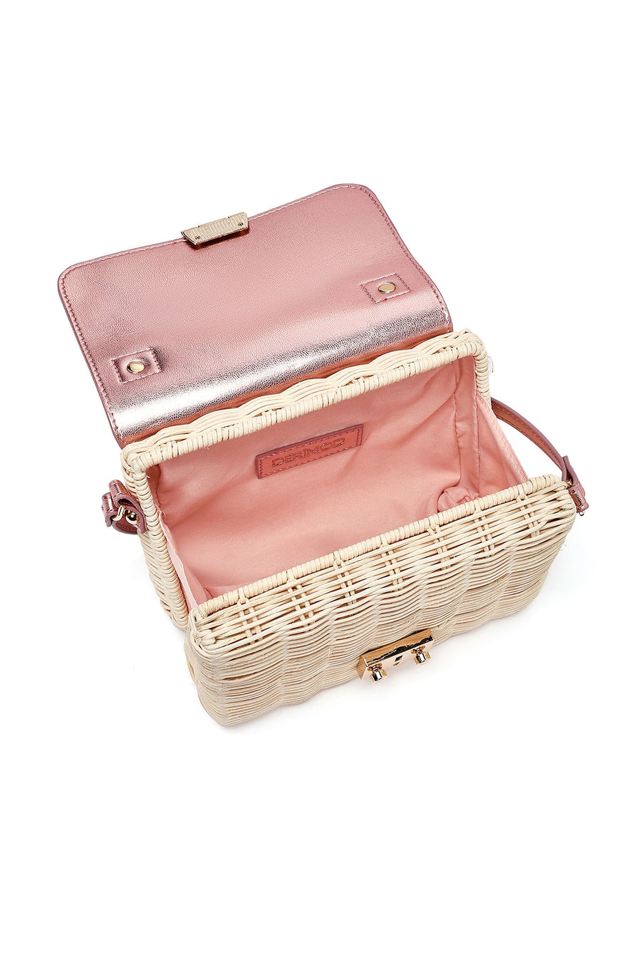 Women's Pink Accessory Long Strap Straw Crossbody Bag