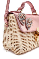Women's Pink Accessory Long Strap Straw Crossbody Bag | Derimod