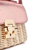 Women's Pink Accessory Long Strap Straw Crossbody Bag | Derimod