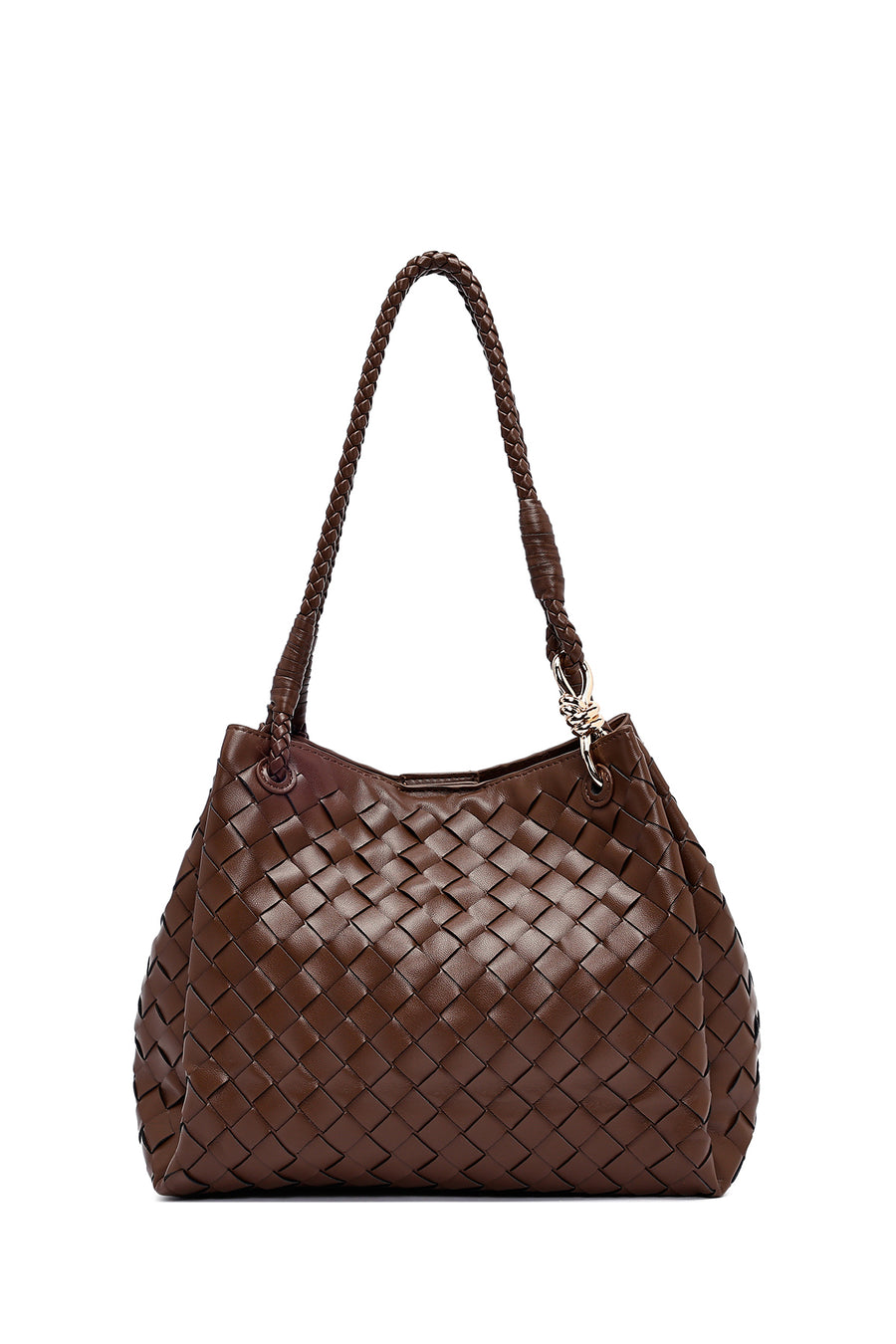 Women's Brown Braided Shoulder Bag