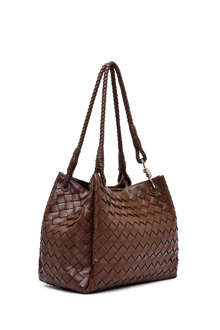 Women's Brown Braided Shoulder Bag