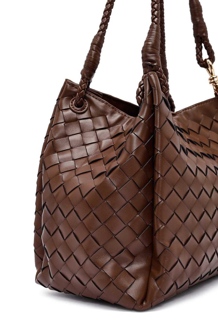 Women's Brown Braided Shoulder Bag