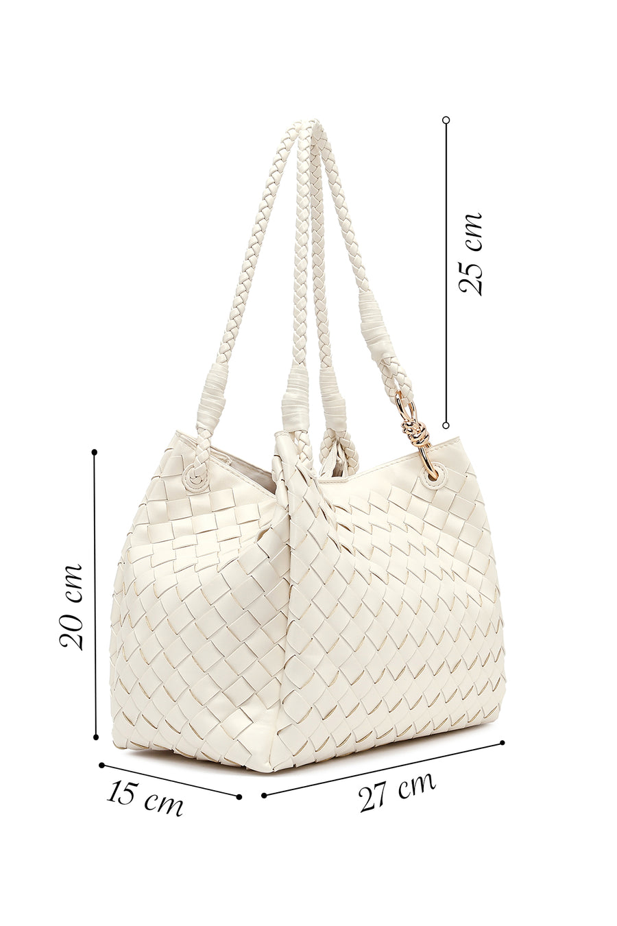 Women's Cream Knitted Shoulder Bag