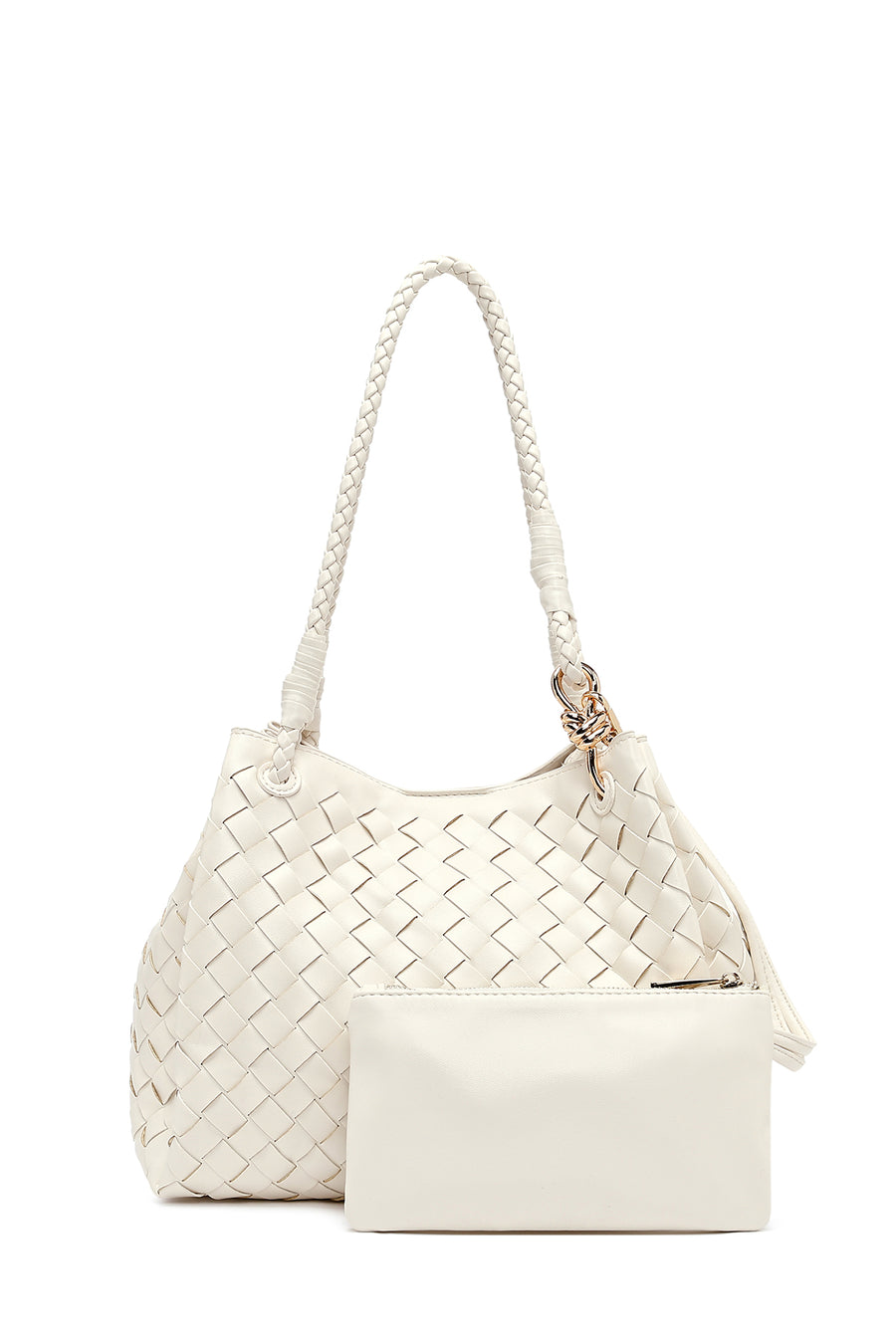 Women's Cream Knitted Shoulder Bag