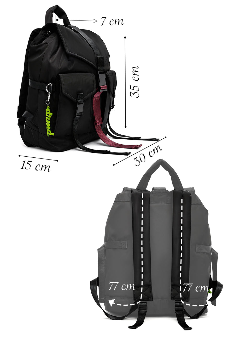 Women's Black Fabric Backpack