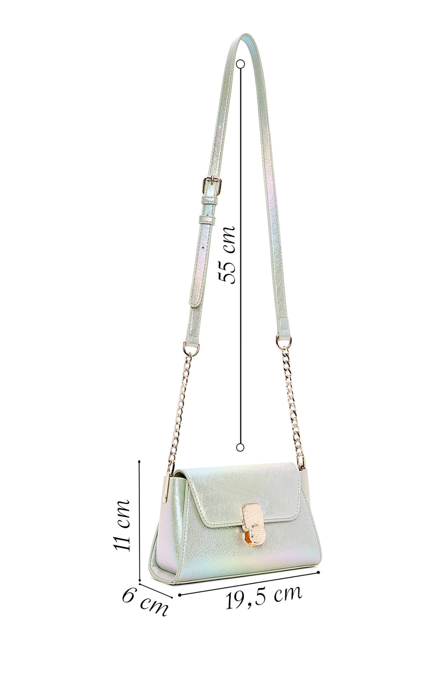Women's Blue Metallic Patent Leather Mini Crossbody Bag