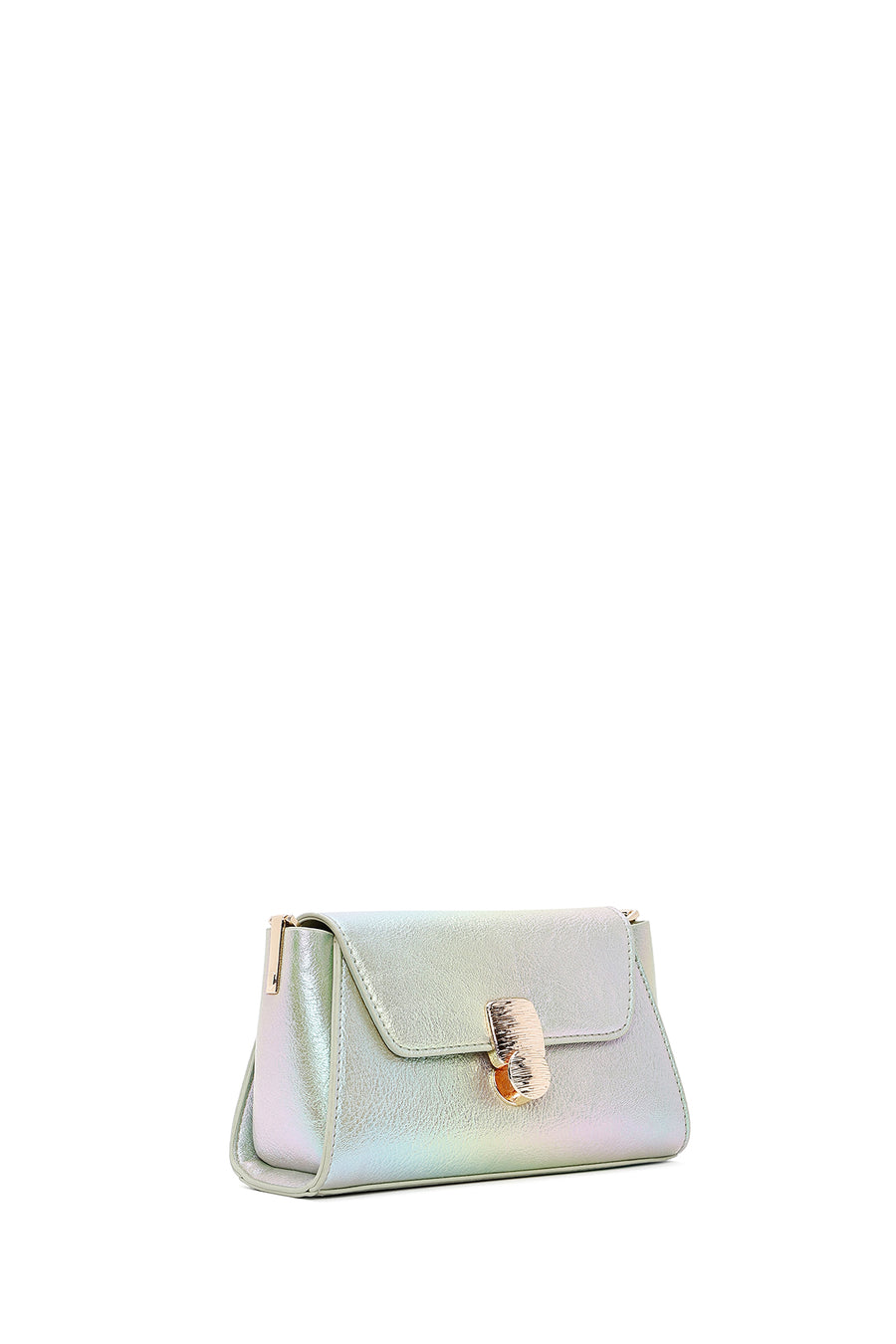 Women's Blue Metallic Patent Leather Mini Crossbody Bag