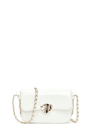 Women's White Long Strap Patent Leather Crossbody Bag | Derimod