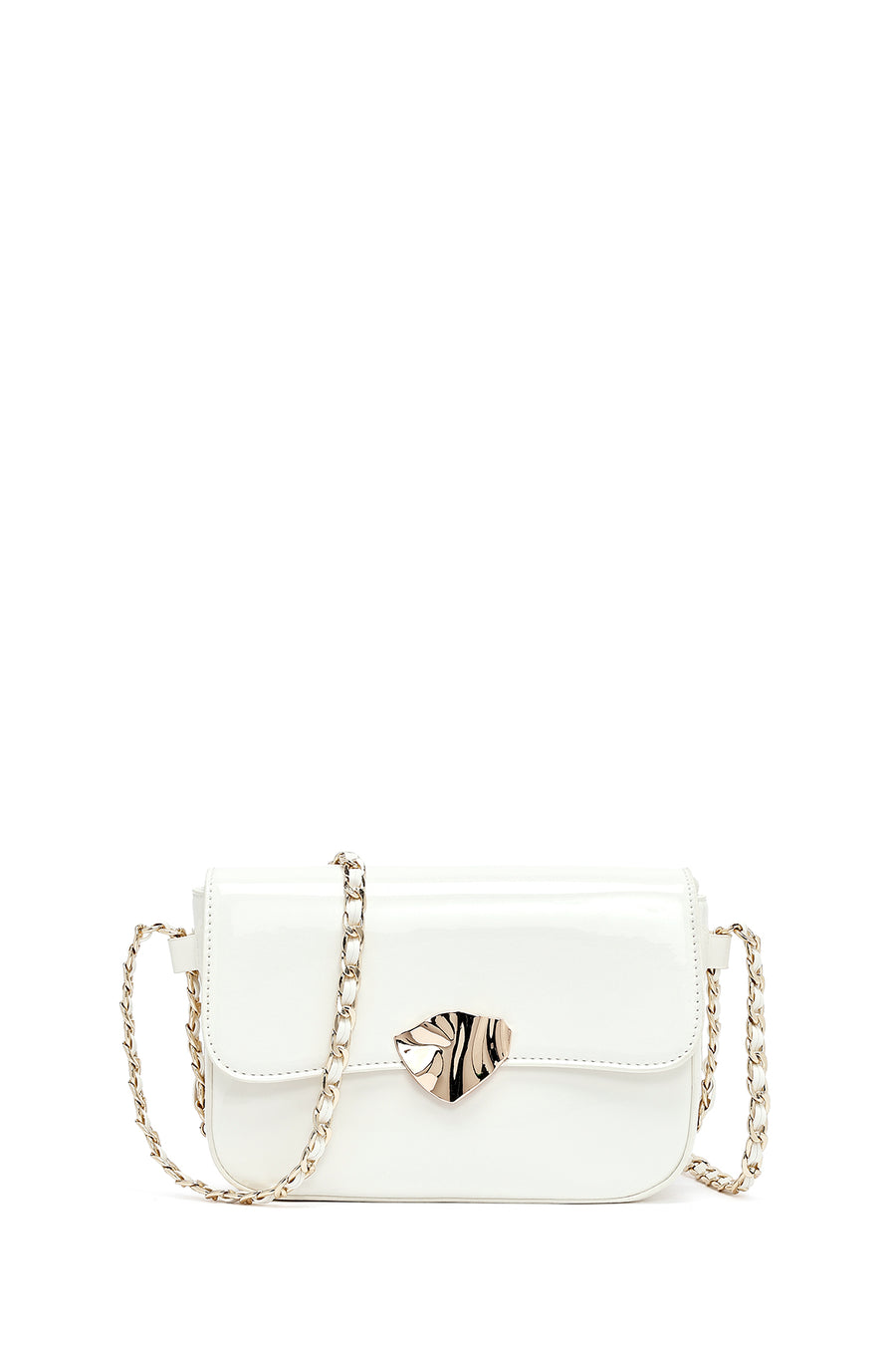Women's White Long Strap Patent Leather Crossbody Bag 25SBD280316 | Derimod
