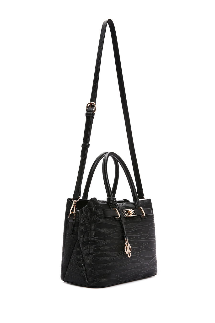 Women's Black Long Strap Printed Shoulder Bag