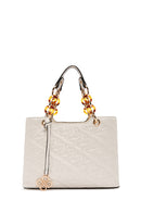 Women's Cream Long Strap Quilted Classic Handbag | Derimod