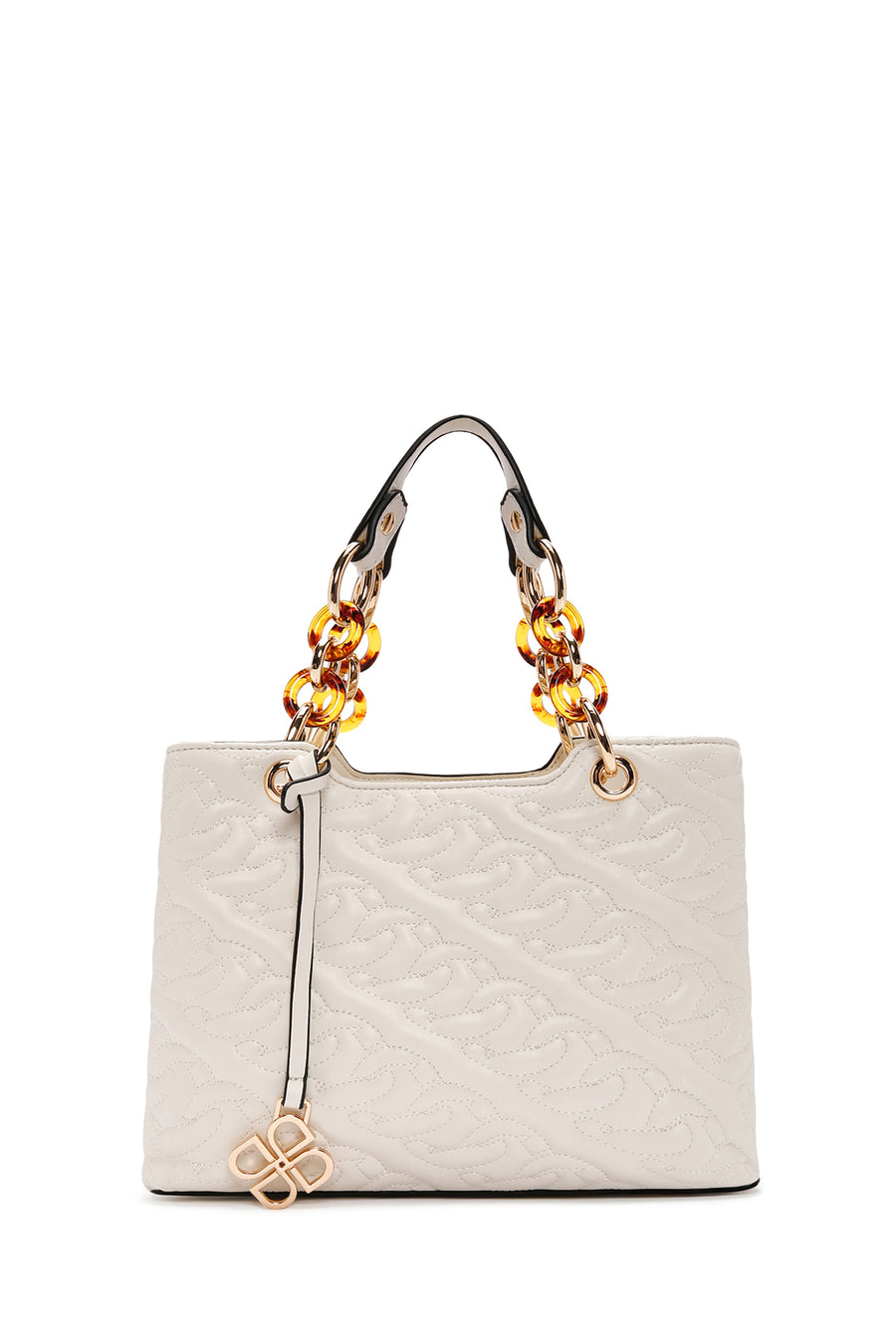Women's Cream Long Strap Quilted Classic Handbag