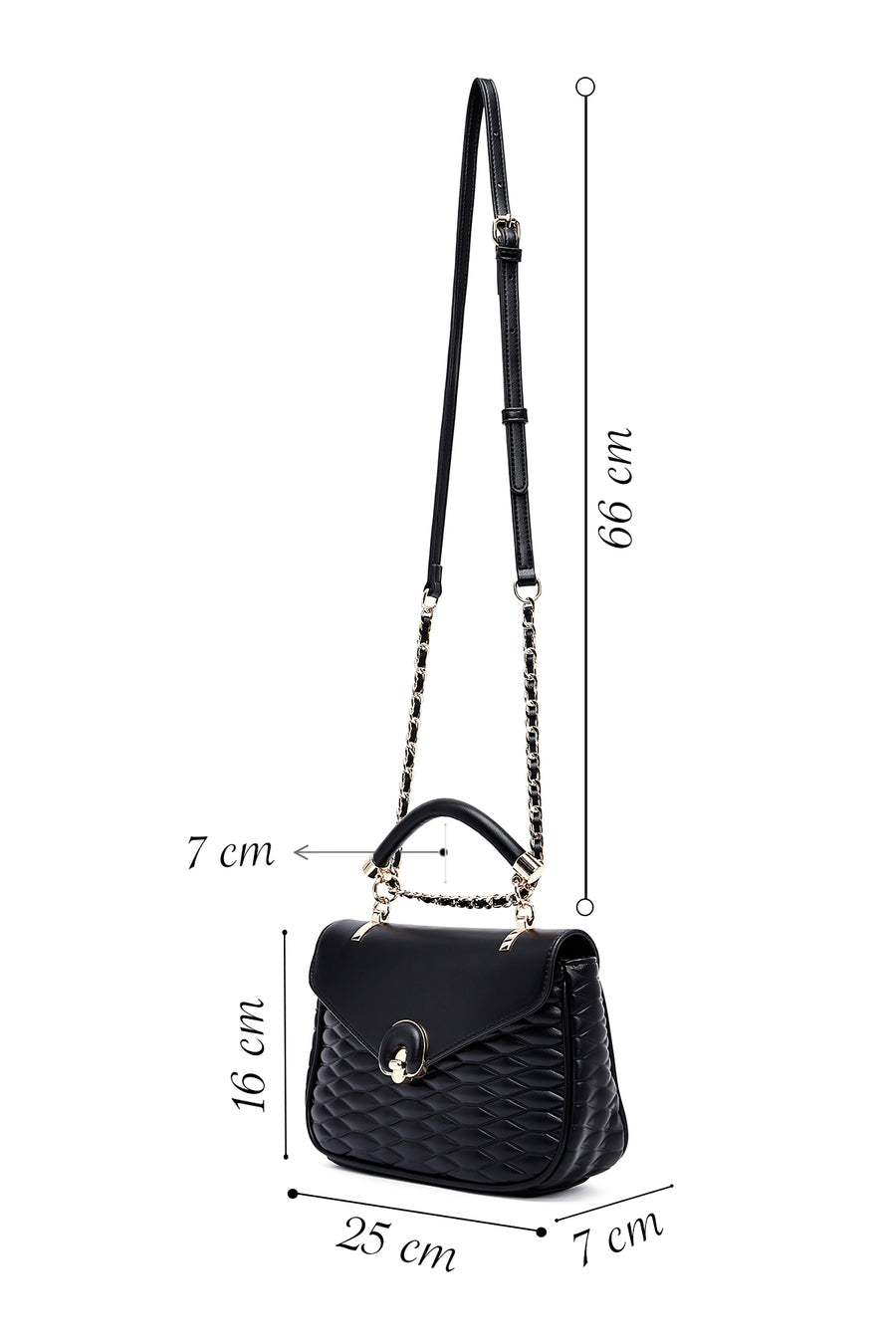 Women's Black Long Strap Quilted Crossbody Bag