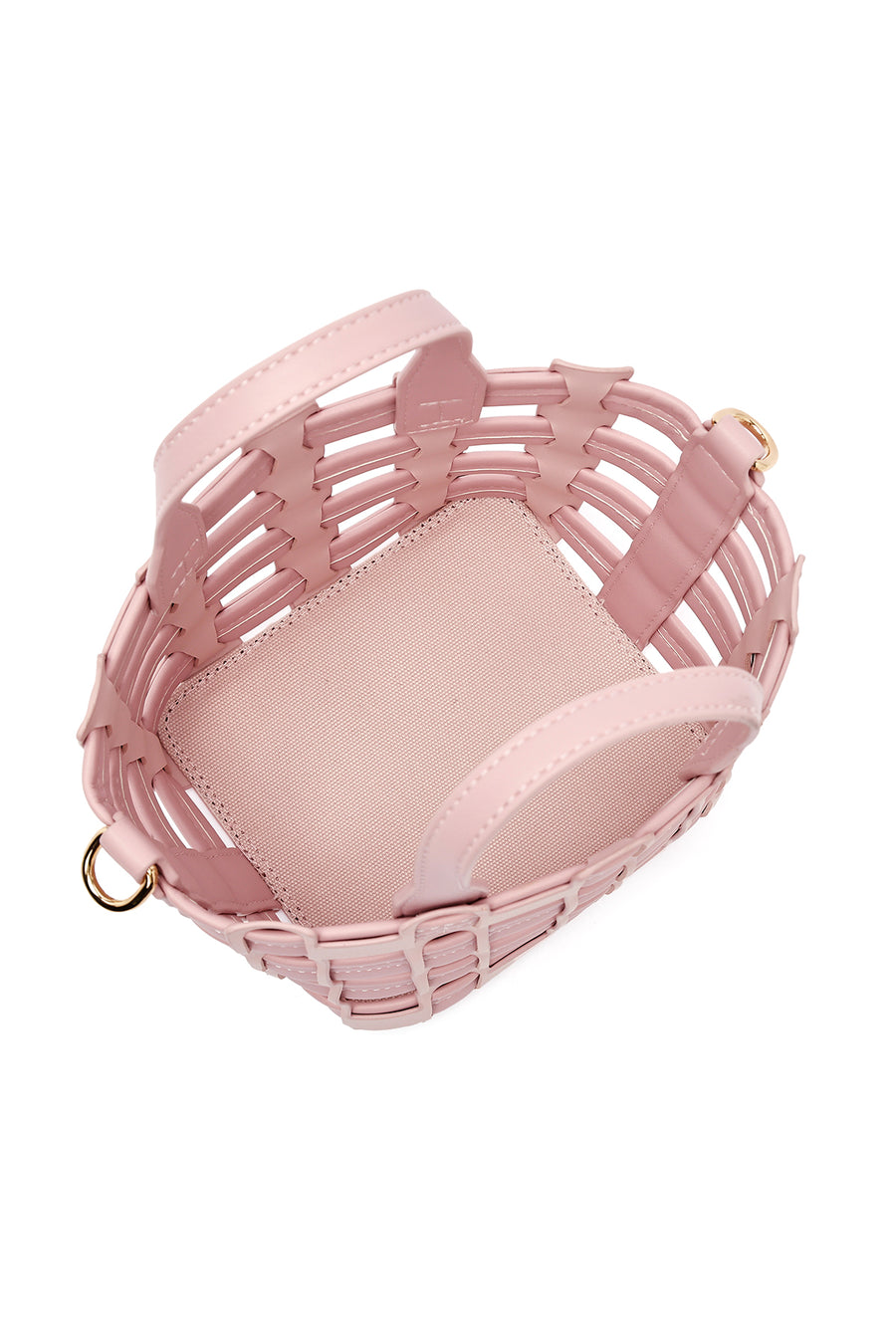 Woman Pink Long Strap Knitted Shoulder Bag