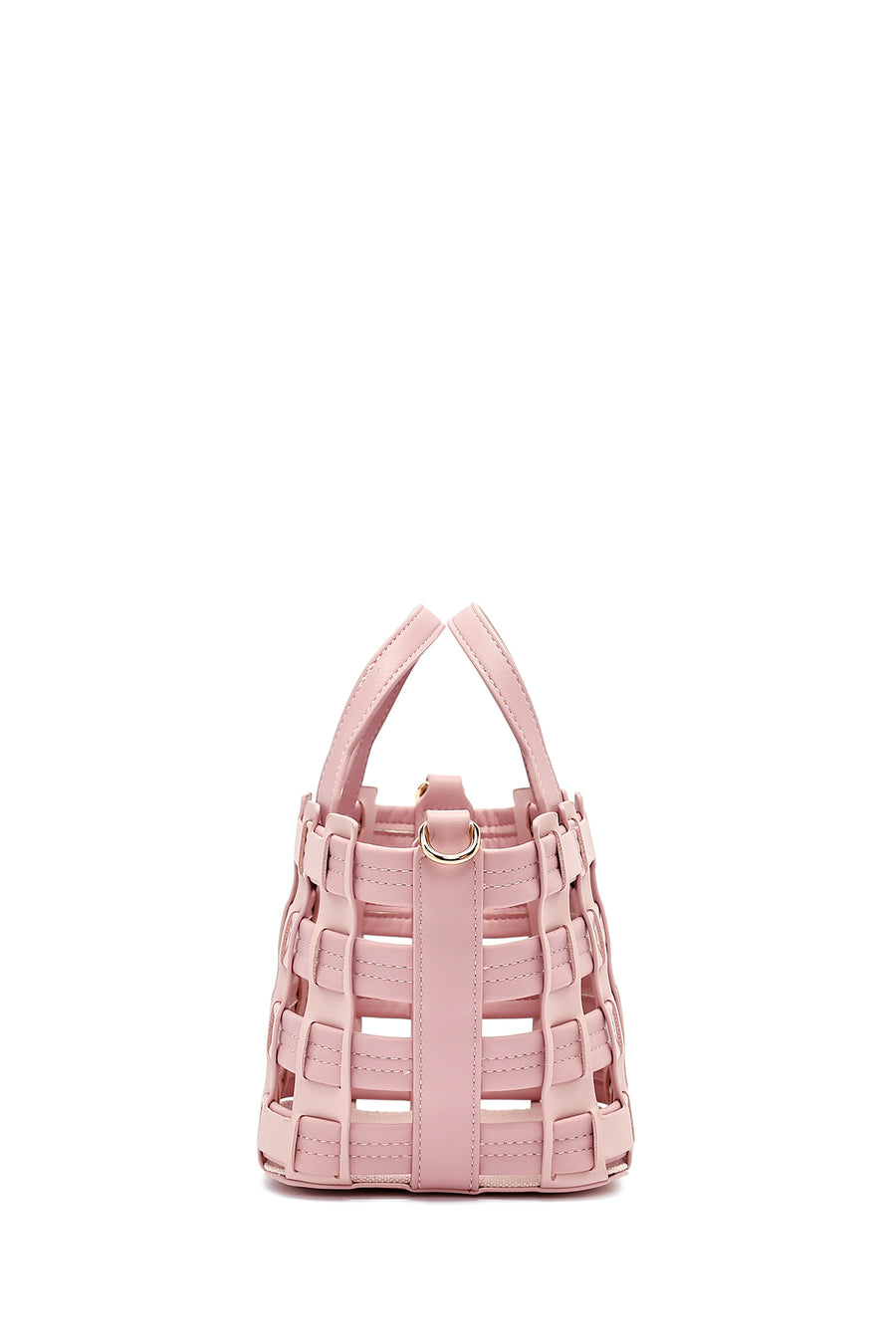Woman Pink Long Strap Knitted Shoulder Bag