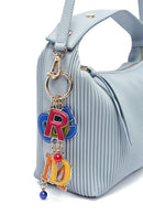 Women's Blue Long Strap Accessory Detailed Printed Handbag | Derimod