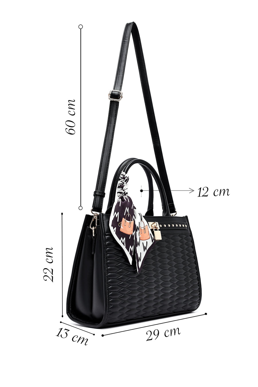 Women's Black Long Strap Quilted Handbag