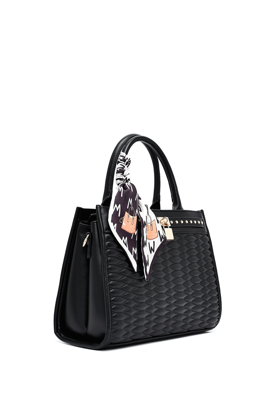 Women's Black Long Strap Quilted Handbag
