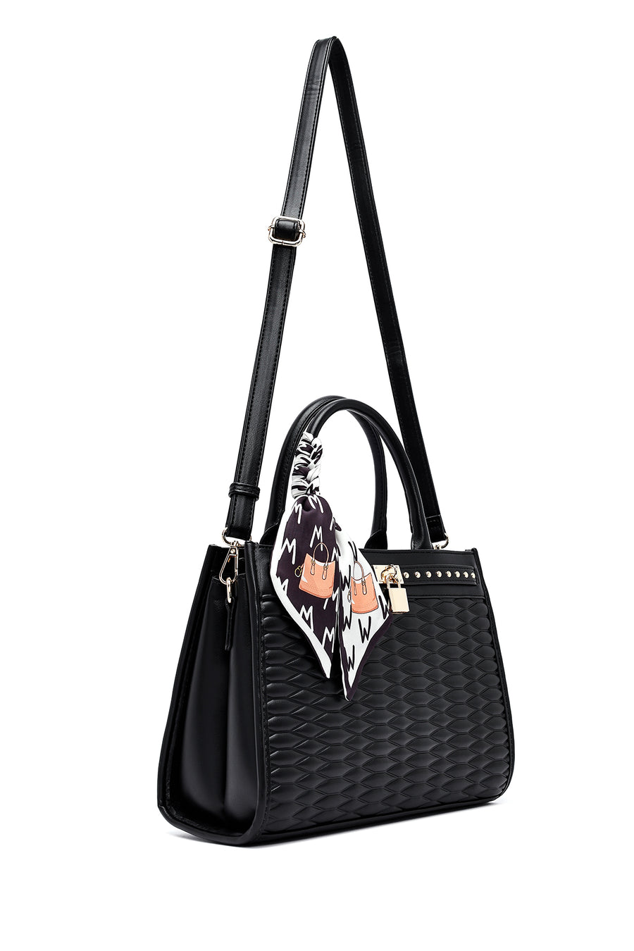 Women's Black Long Strap Quilted Handbag
