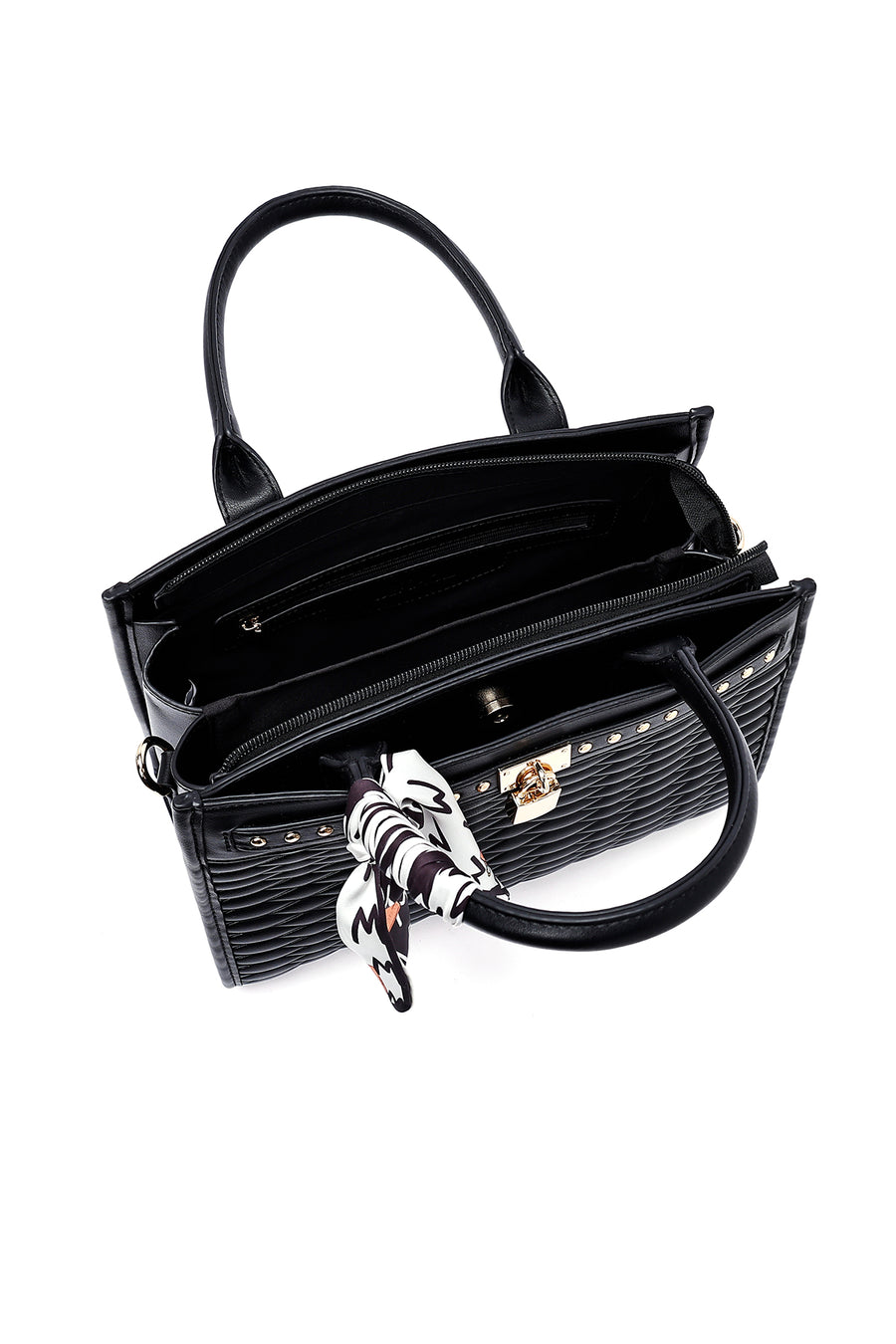 Women's Black Long Strap Quilted Handbag