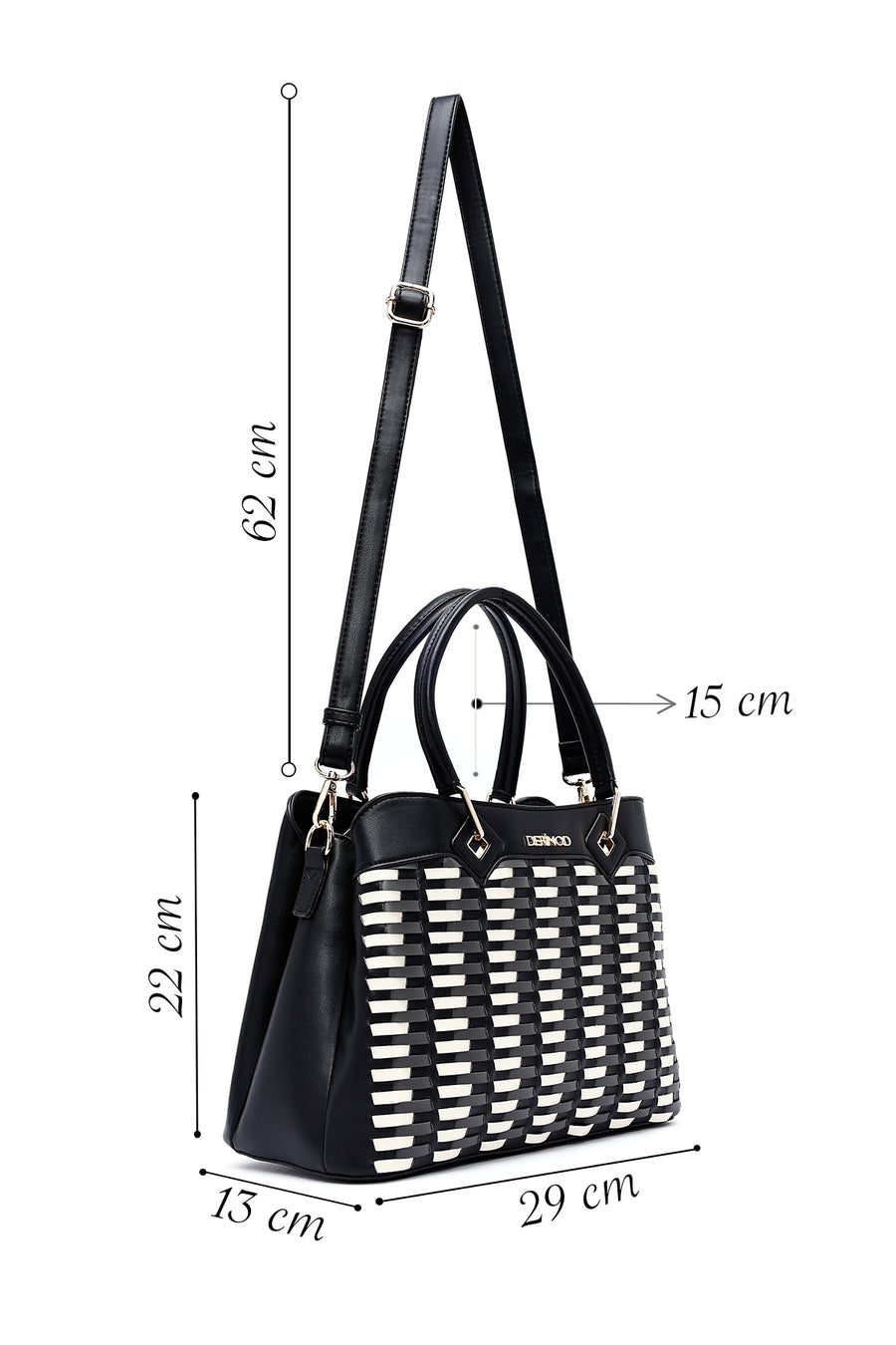 Women's Black Long Strap Knitted Shoulder Bag
