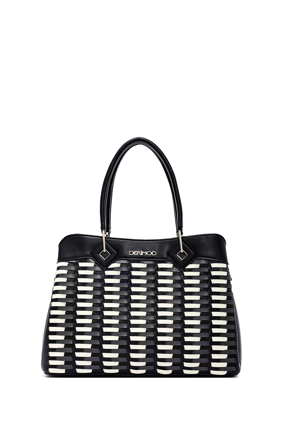 Women's Black Long Strap Knitted Shoulder Bag
