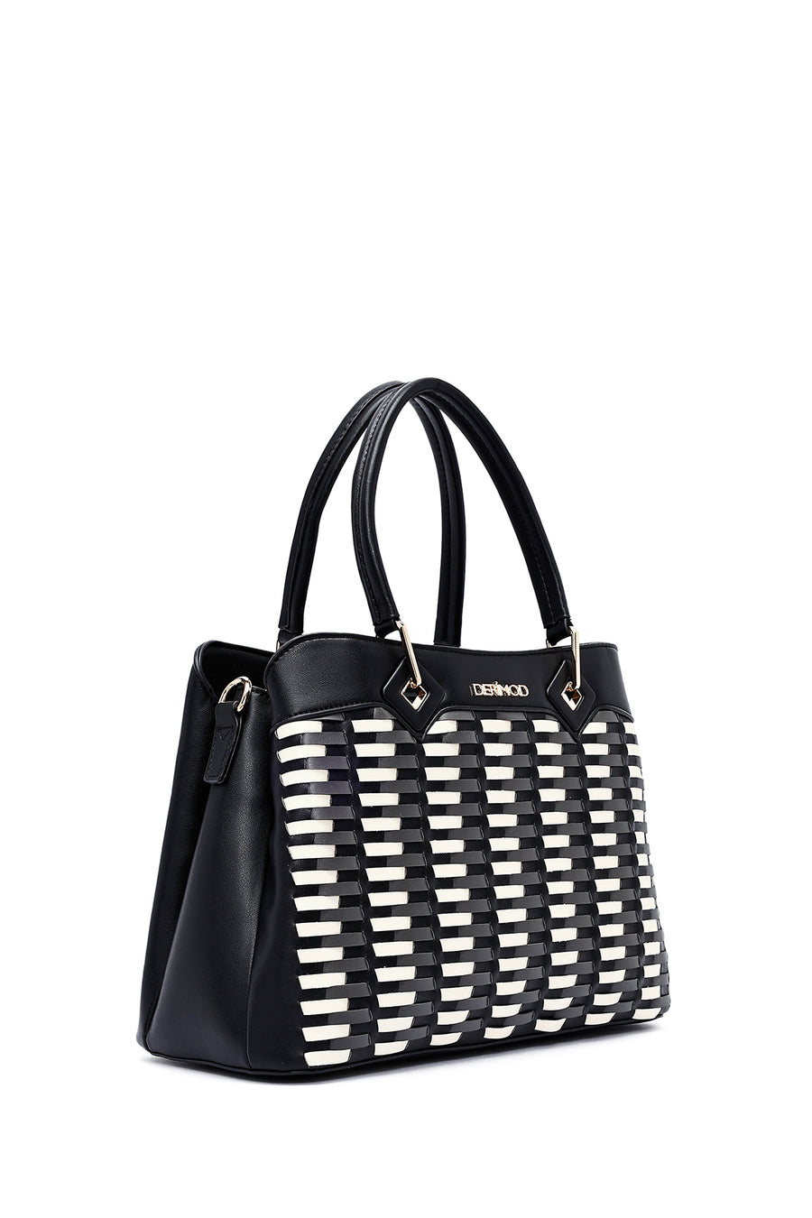 Women's Black Long Strap Knitted Shoulder Bag